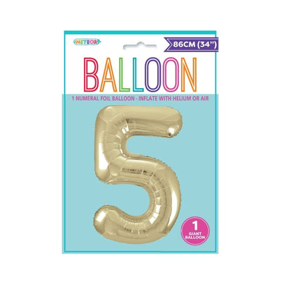 34in Champagne Gold Number 5 Foil Balloon