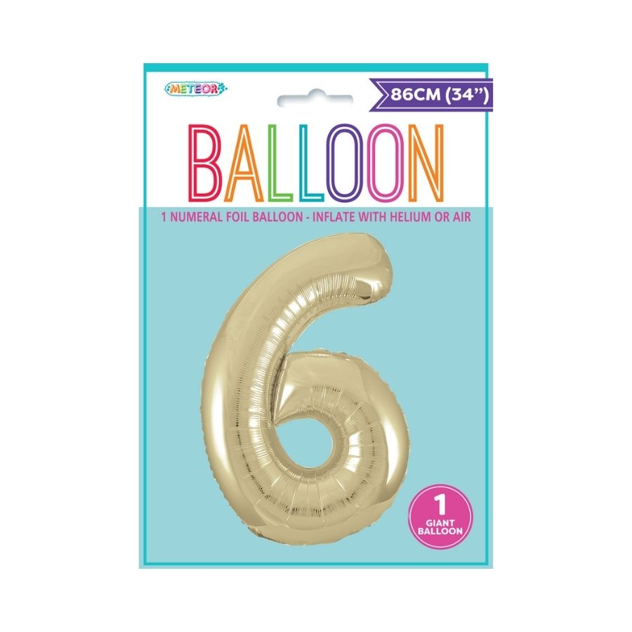 34in Champagne Gold Number 6 Foil Balloon