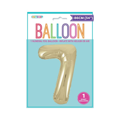 34in Champagne Gold Number 7 Foil Balloon
