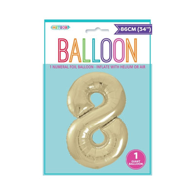 34in Champagne Gold Number 8 Foil Balloon