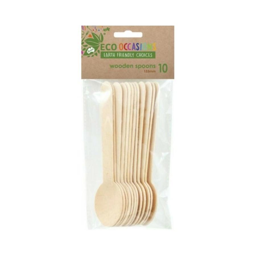 10pk Wooden Spoons 155mm