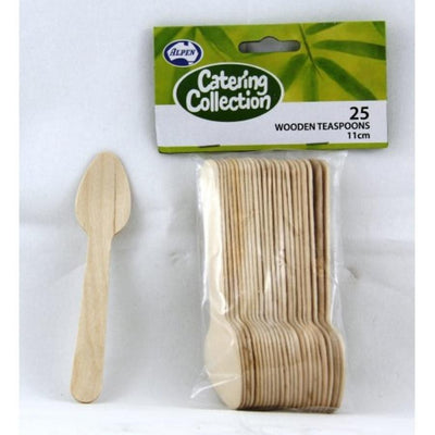 25pk Wooden Tea Spoons 110mm