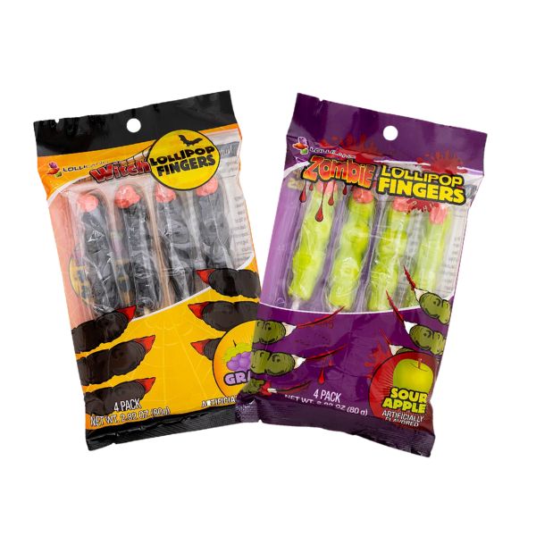 4pcs Halloween Witches or Zombie Fingers Pops 80g