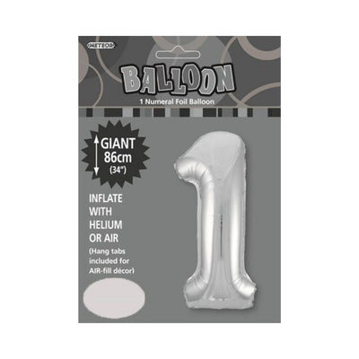 34in Silver Number 1 Foil Balloon