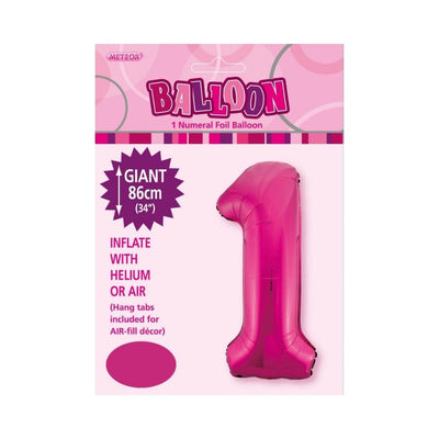 34in Magenta Number 1 Foil Balloon