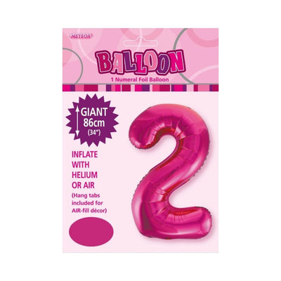 34in Magenta Number 2 Foil Balloon