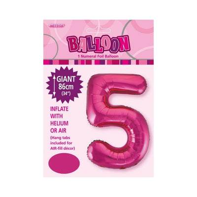 34in Magenta Number 5 Foil Balloon