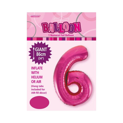 34in Magenta Number 6 Foil Balloon