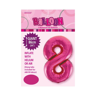 34in Magenta Number 8 Foil Balloon