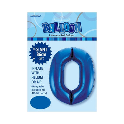 34in Dark Blue Number 0 Foil Balloon