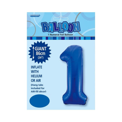 34in Dark Blue Number 1 Foil Balloon