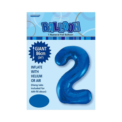 34in Dark Blue Number 2 Foil Balloon