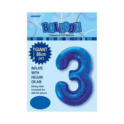 34in Dark Blue Number 3 Foil Balloon
