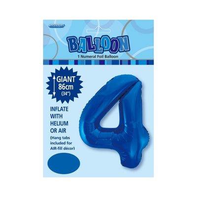 34in Dark Blue Number 4 Foil Balloon