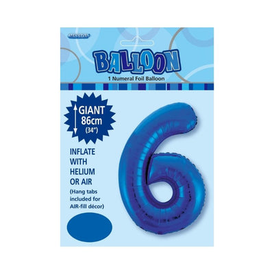 34in Dark Blue Number 6 Foil Balloon