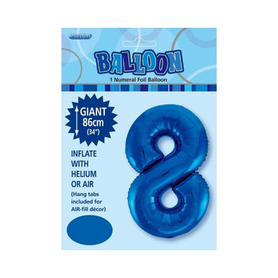 34in Dark Blue Number 8 Foil Balloon