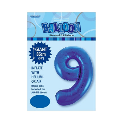 34in Dark Blue Number 9 Foil Balloon