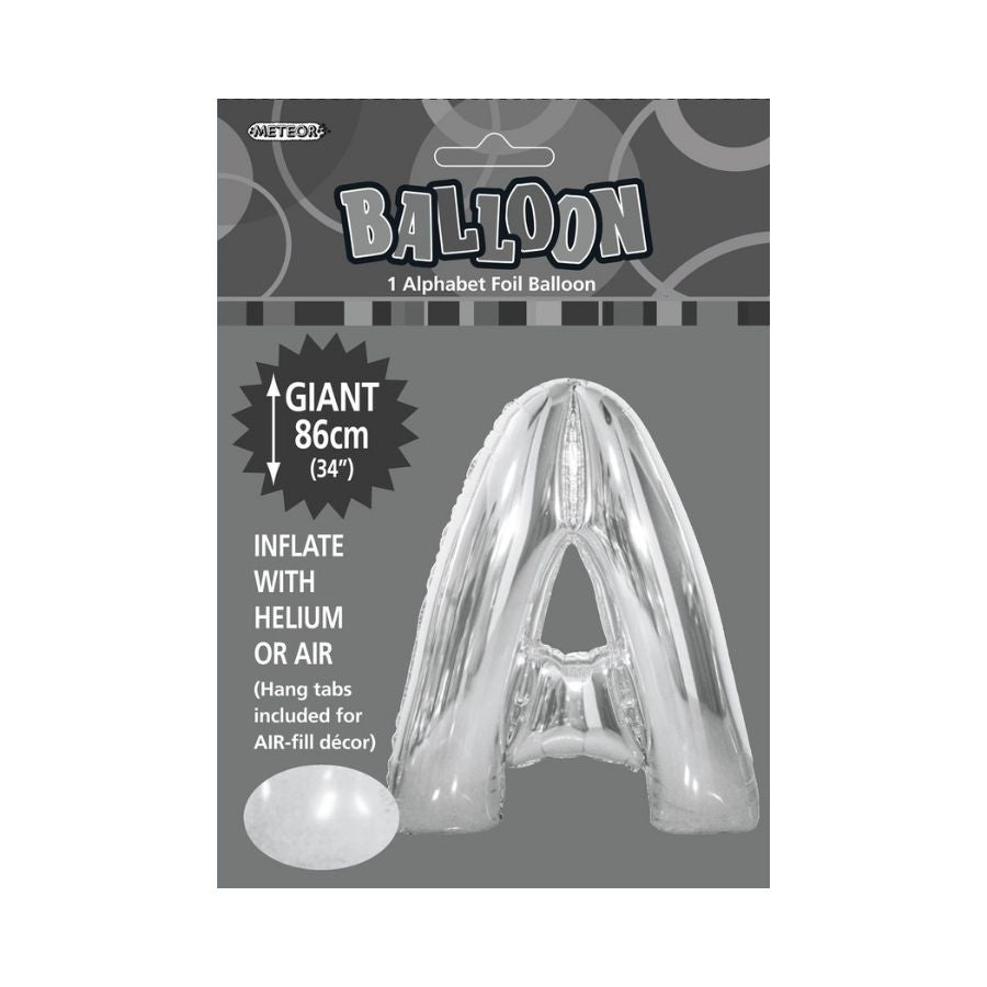 34in Silver Letter A Foil Balloon