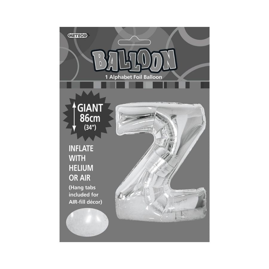 34in Silver Letter Z Foil Balloon