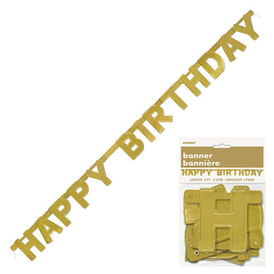 Happy Birthday Gold Jointed Banner 1.3m