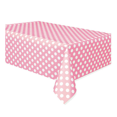 Dots Lovely Pink Plastic Tablecover 137x274cm