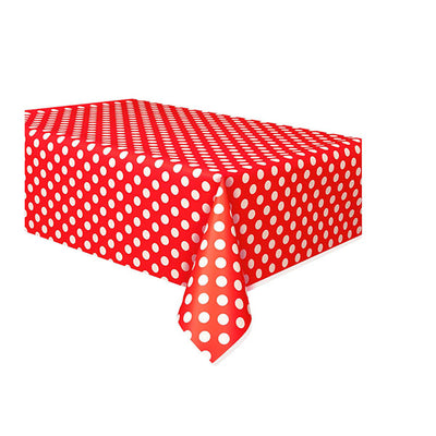 Dots Red Plastic Tablecover 137x274cm