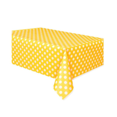 Dots Yellow Plastic Tablecover 137x274cm