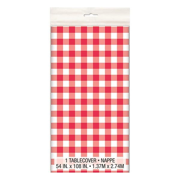 Red Gingham Plastic Tablecover 137x274cm