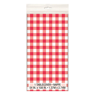 Red Gingham Plastic Tablecover 137x274cm