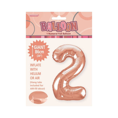 34in Rose Gold Number 2 Foil Balloon