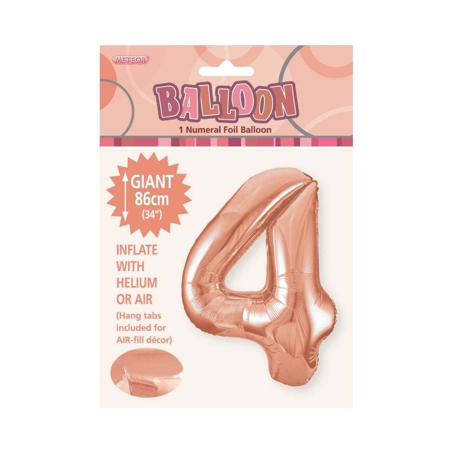 34in Rose Gold Number 4 Foil Balloon