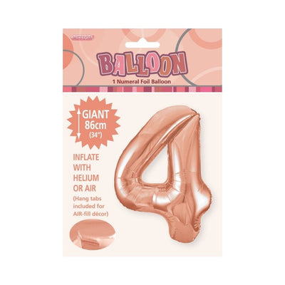 34in Rose Gold Number 4 Foil Balloon