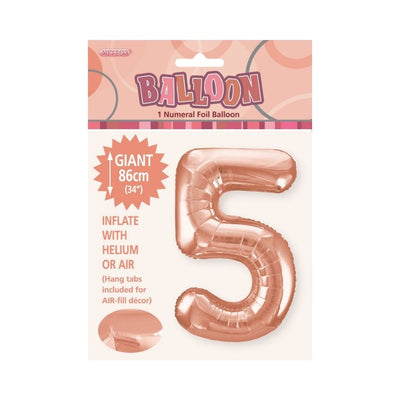34in Rose Gold Number 5 Foil Balloon