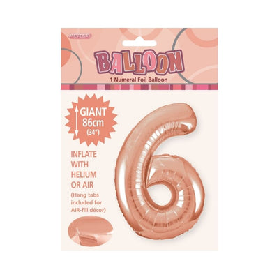 34in Rose Gold Number 6 Foil Balloon