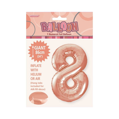 34in Rose Gold Number 8 Foil Balloon