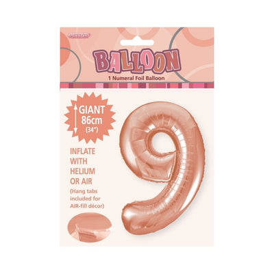 34in Rose Gold Number 9 Foil Balloon