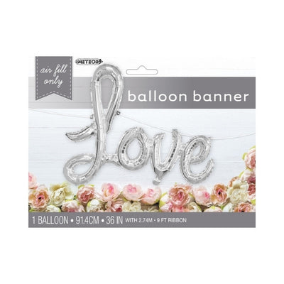 Love Silver Foil Balloon Banner 36in