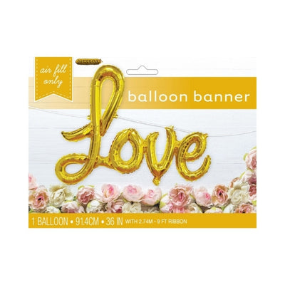 Love Gold Foil Balloon Banner 36in