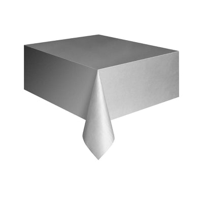 Silver Rectangle Plastic Tablecover 137x274cm
