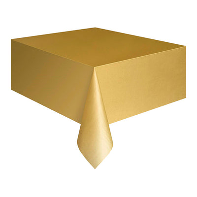 Gold Plastic Rectangle Tablecover 137x274cm