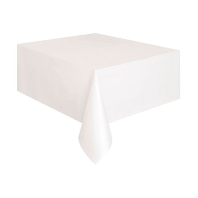 Bright White Rectangle Plastic Tablecover 137x274cm