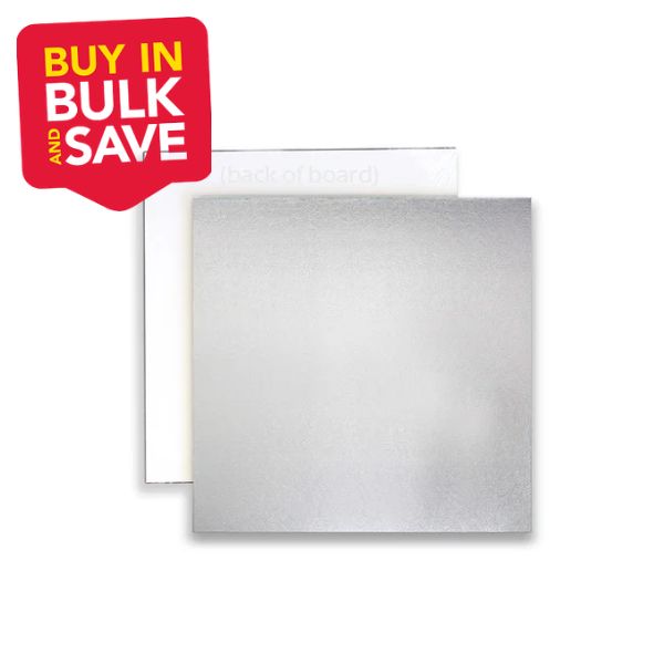 BULK 50PK 6in Square Masonite Cake Board - Silver