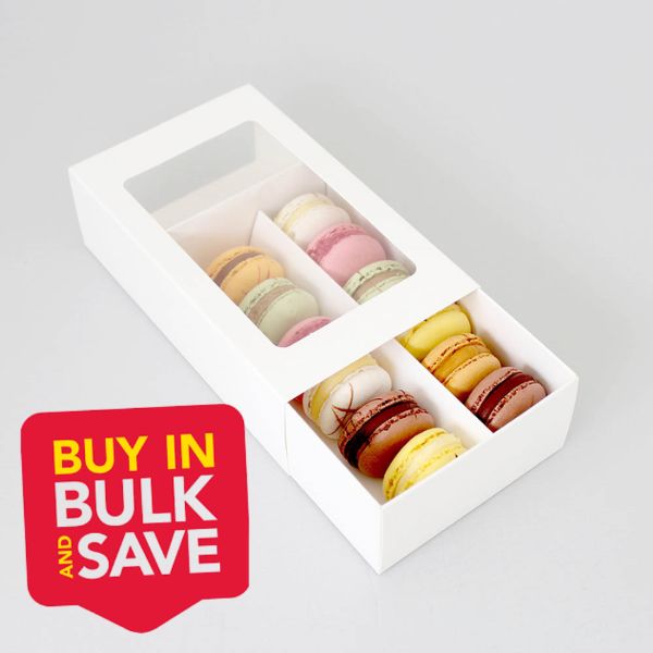 BULK 100pk 12 Hold White Macaron Box (7x4x2in)