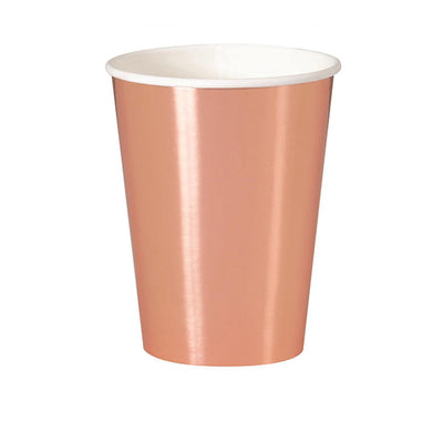 Rose Gold Paper Cups 9oz 8pk
