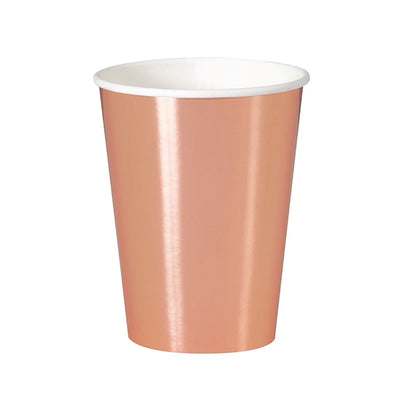 Rose Gold Paper Cups 12oz 8pk