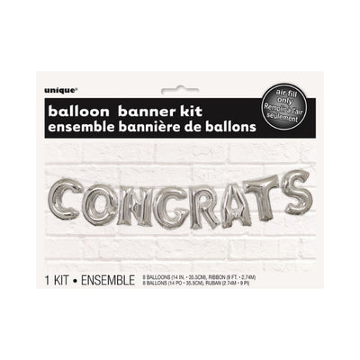 Congrats Silver Foil Balloon Kit 14in