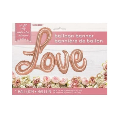 Love Rose Gold Foil Balloon Banner 36in
