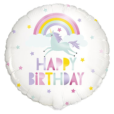Rainbow Unicorn Happy Birthday 45cm Foil Balloon (18in)
