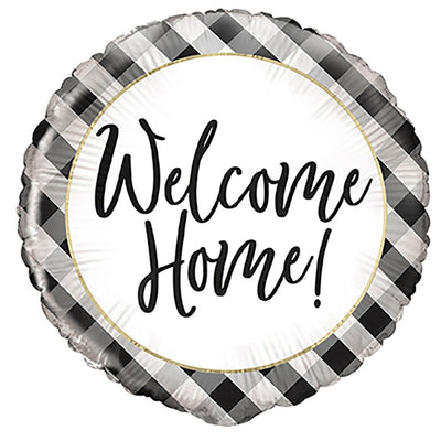 Black Gingham Welcome Home 45cm Foil Balloon (18in)