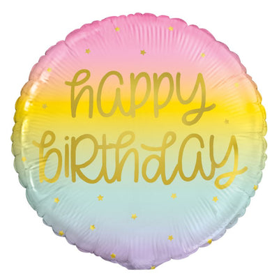 Pastel Rainbow With Gold Happy Birthday 45cm Foil Balloon (18in)